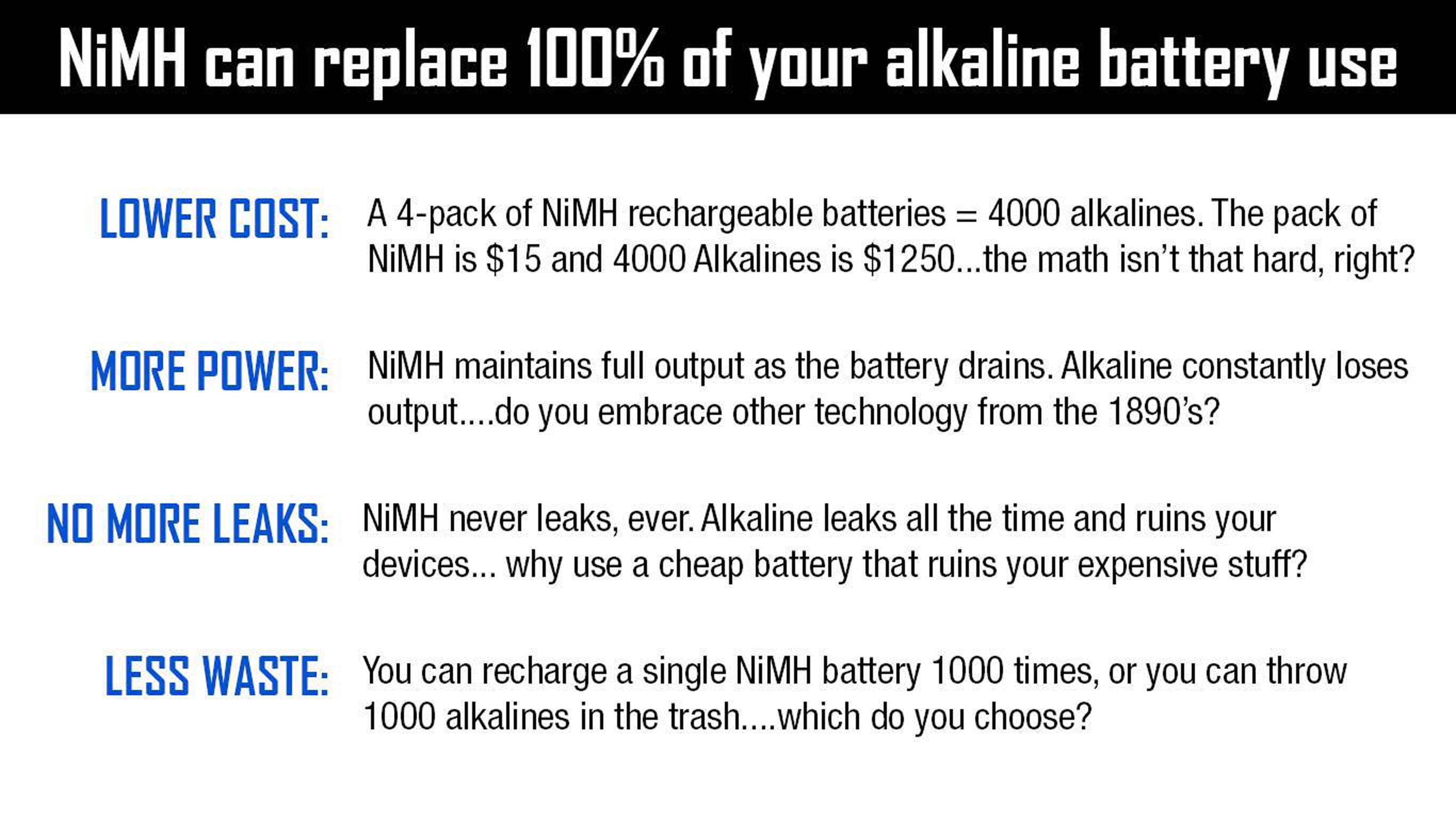 NiMH Rechargeable AA or AAA